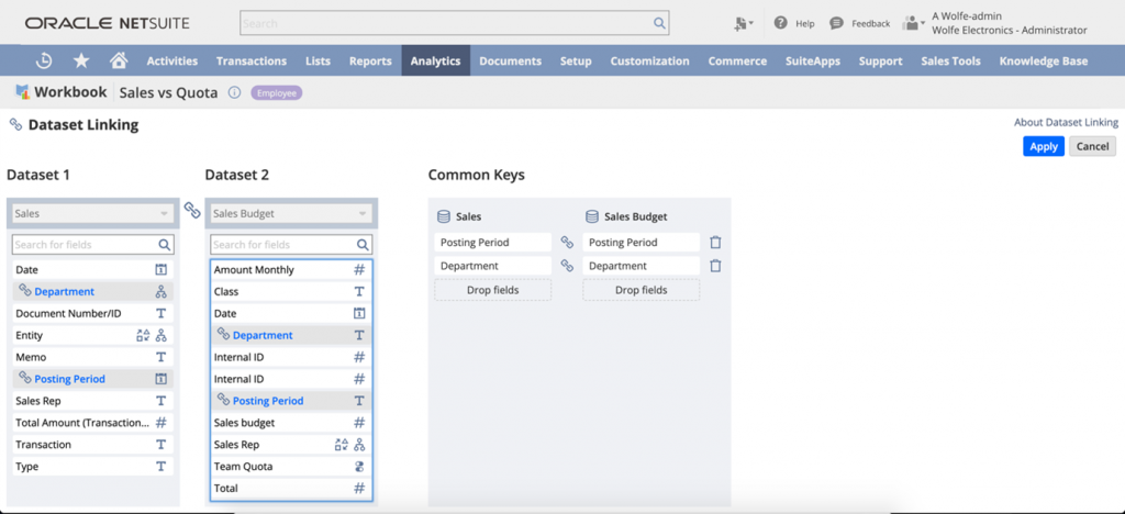 Easily combine multiple SuiteAnalytics Workbook datasets into a single visualization